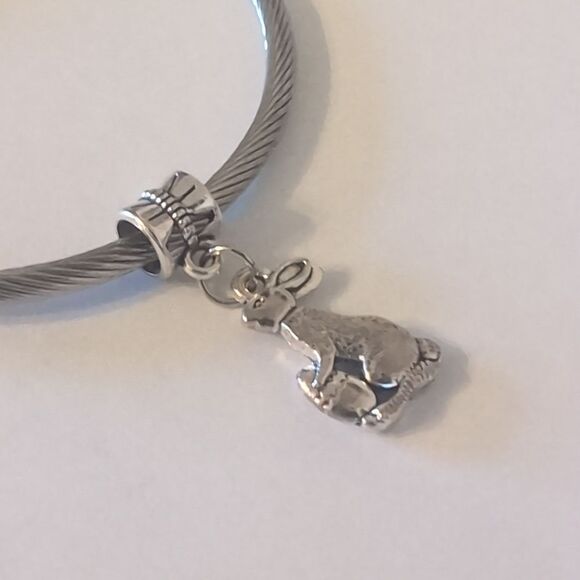 Silver Rabbit Dangle Charm for Pandora Style Bracelet - Picture 3 of 4